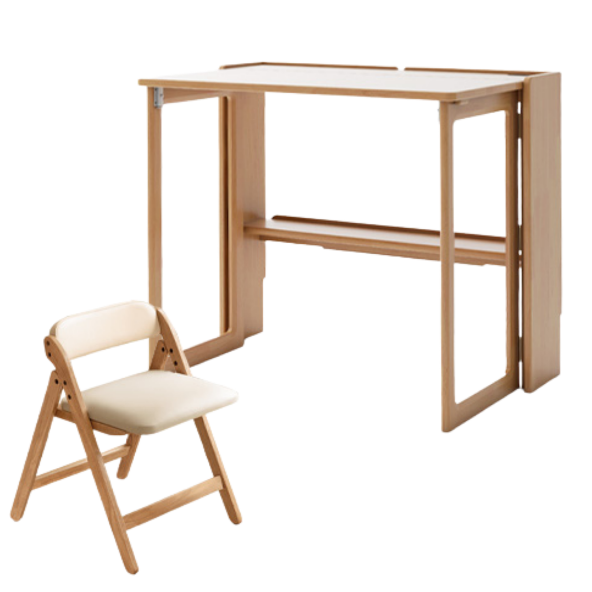 Solid Rubberwood, Oak Solid Wood Nordic Modern Dining Folding Table