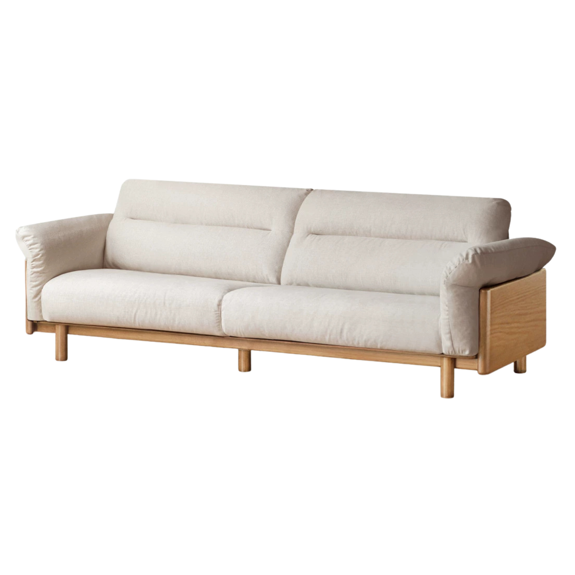 Black Walnut, Oak Solid Wood Sofa Genuine Leather, fabrics