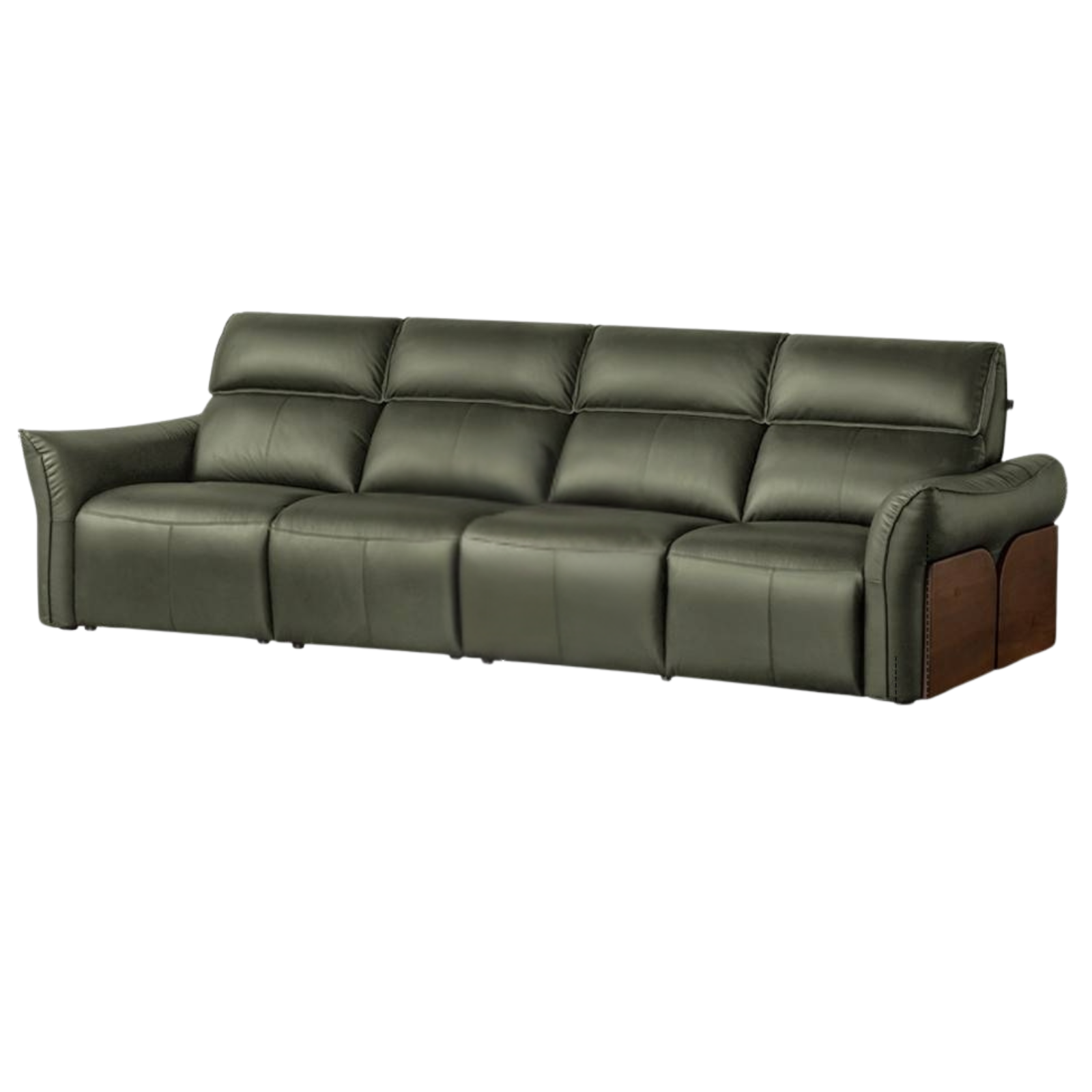 Black walnut solid wood Top Grain Genuine Leather Zero Wall Power Reclining Sofa