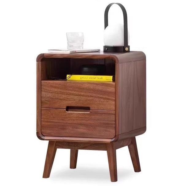 Black walnut solid wood modern storage small nightstand