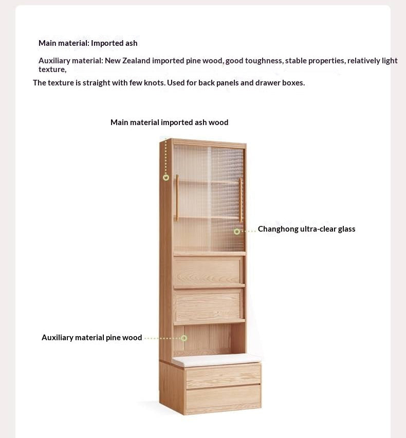 Ash Solid Wood Wall-Mounted Bookcase with Integrated Study Shelf