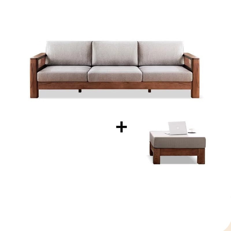 Oak solid wood walnut color fabric sofa)