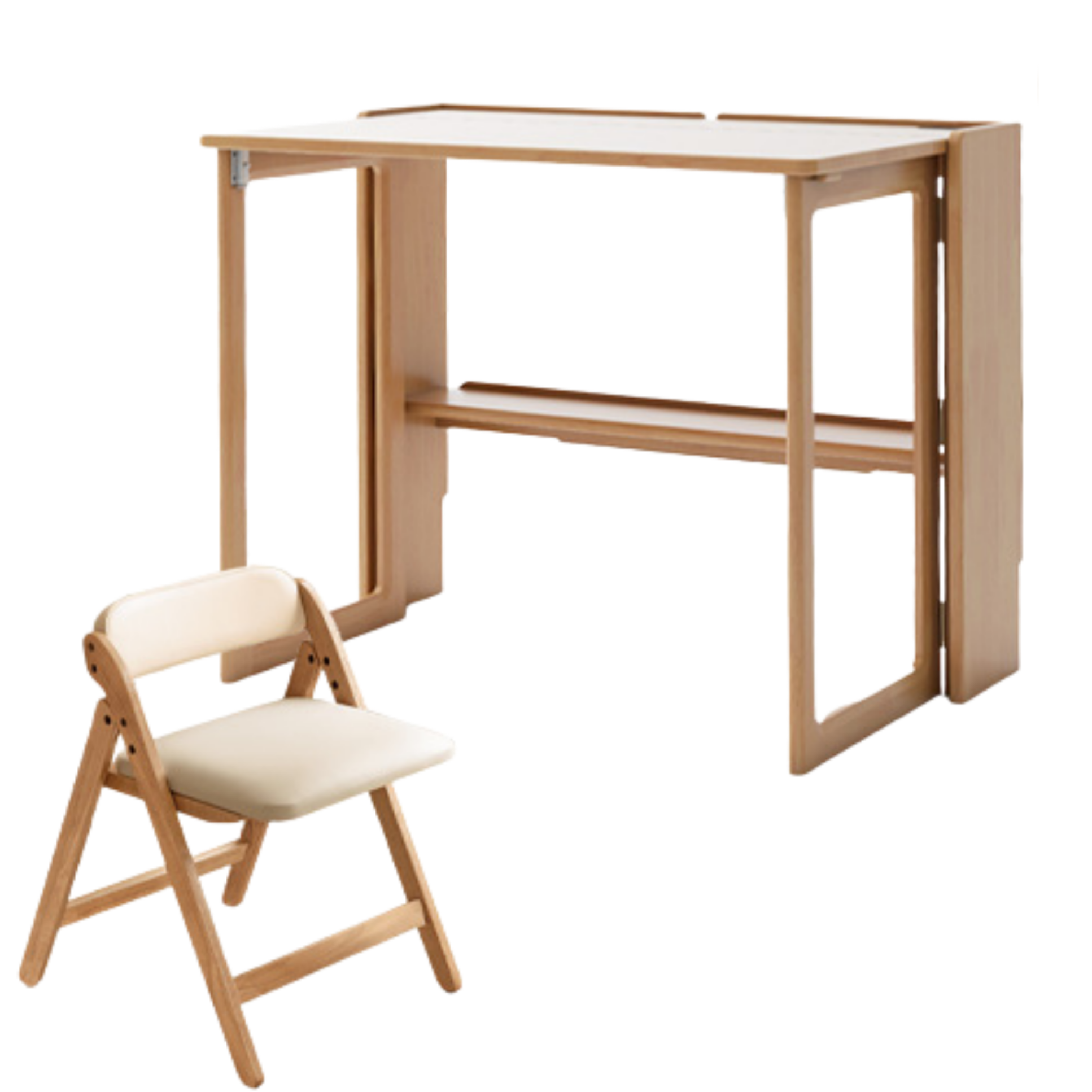 Solid Rubberwood, Oak Solid Wood Nordic Modern Dining Folding Table
