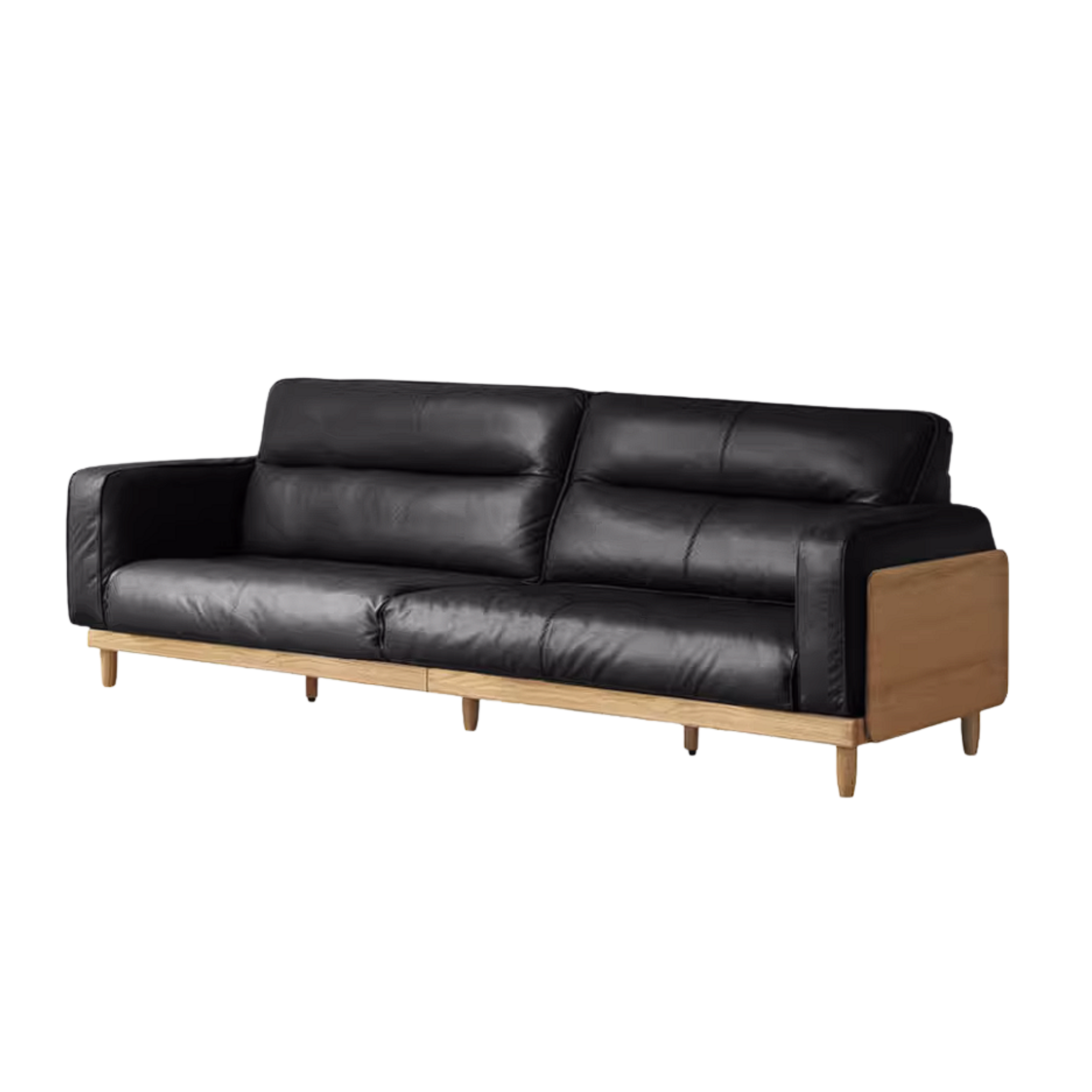 Oak, Ash Solid Wood Sofa with Exposed Wood Frame Arms