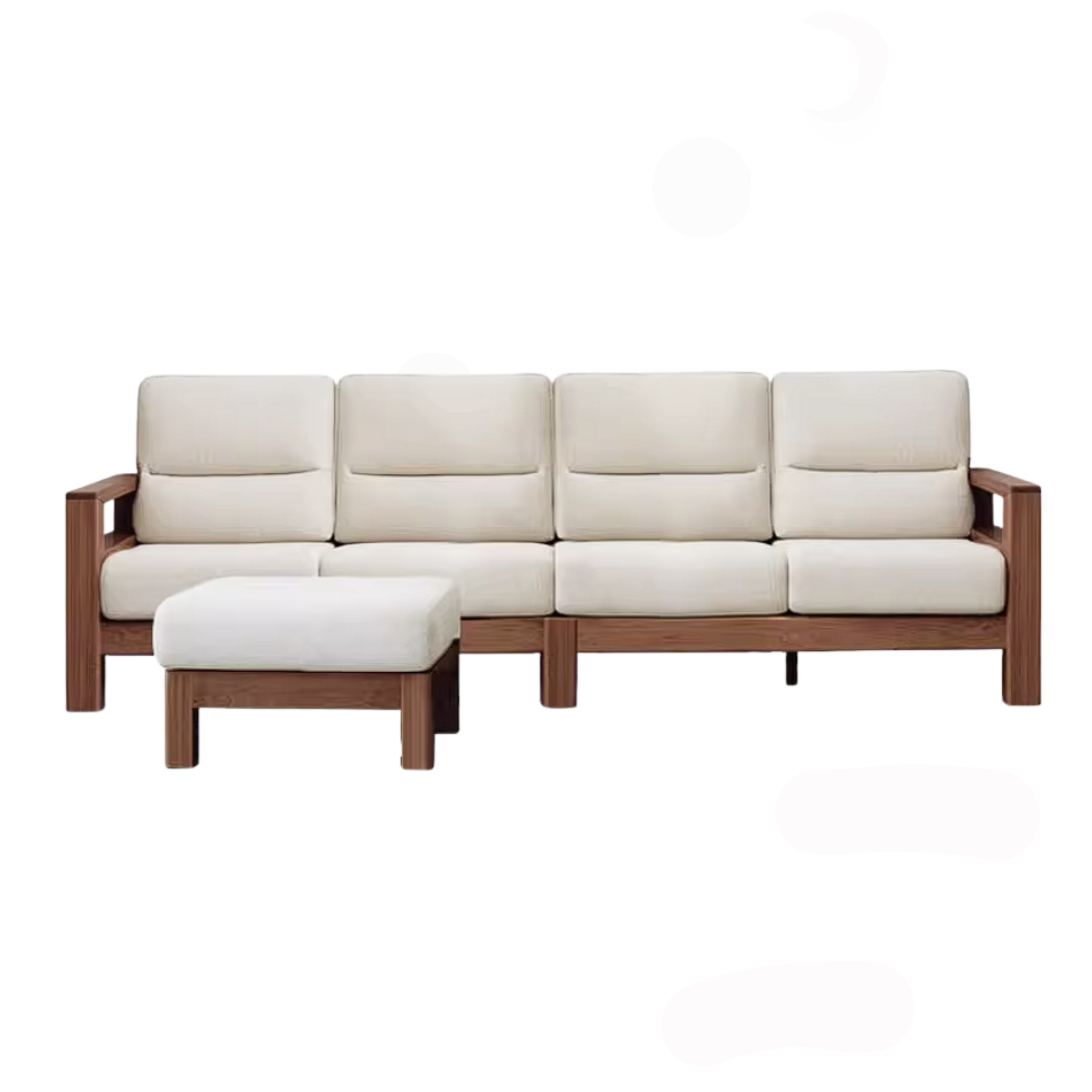 Black Walnut, Ash, Golden Sandalwood Solid Wood Corner Sofa with Fabric Upholstery