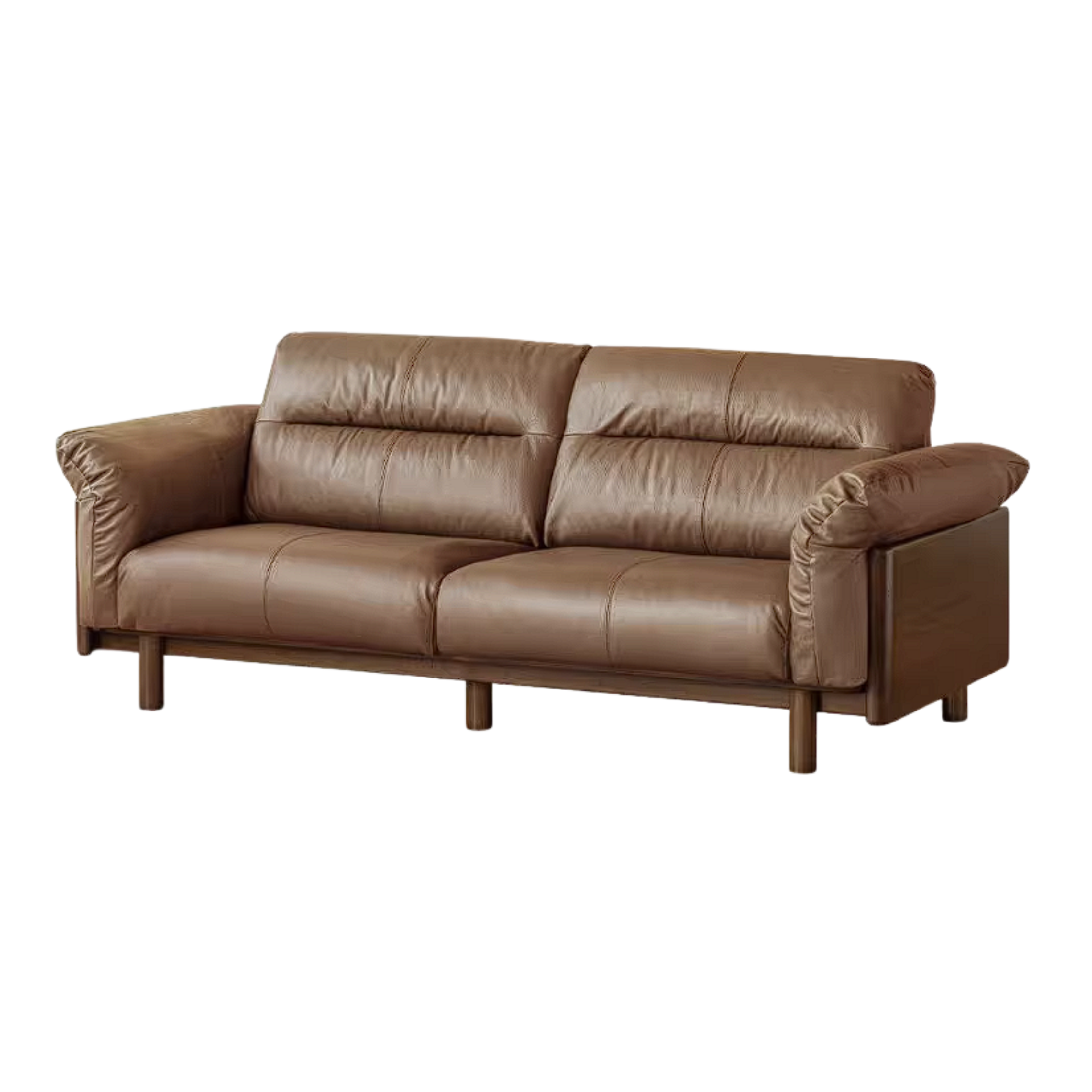 Oak Solid Wood Sofa with Wide Track Arms Genuine leather, fabric, removable and washable