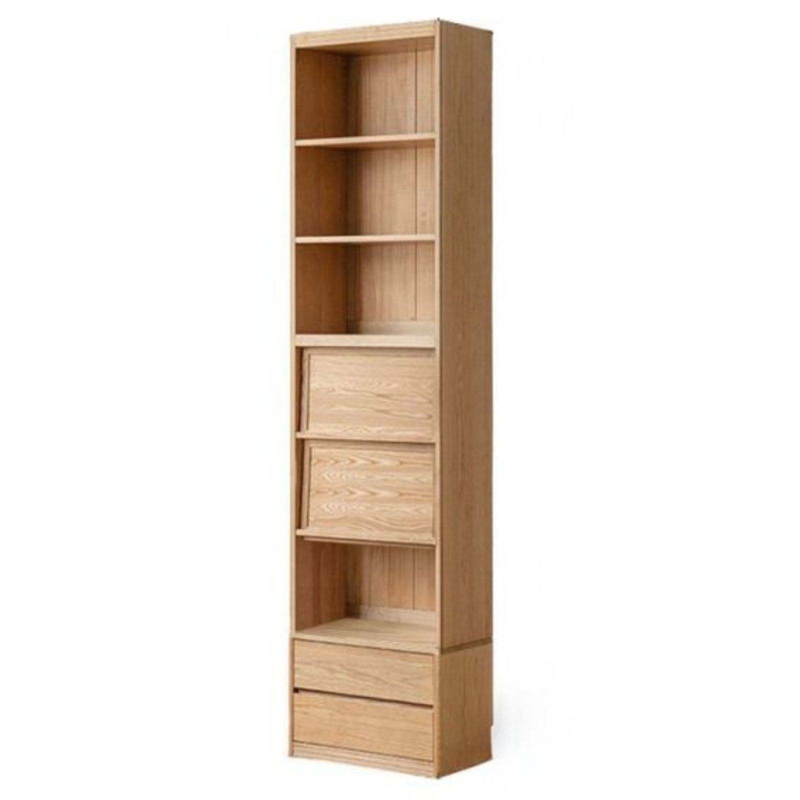 Oak, Ash Solid Wood Wall-Mounted Bookcase with Simple Storage Design