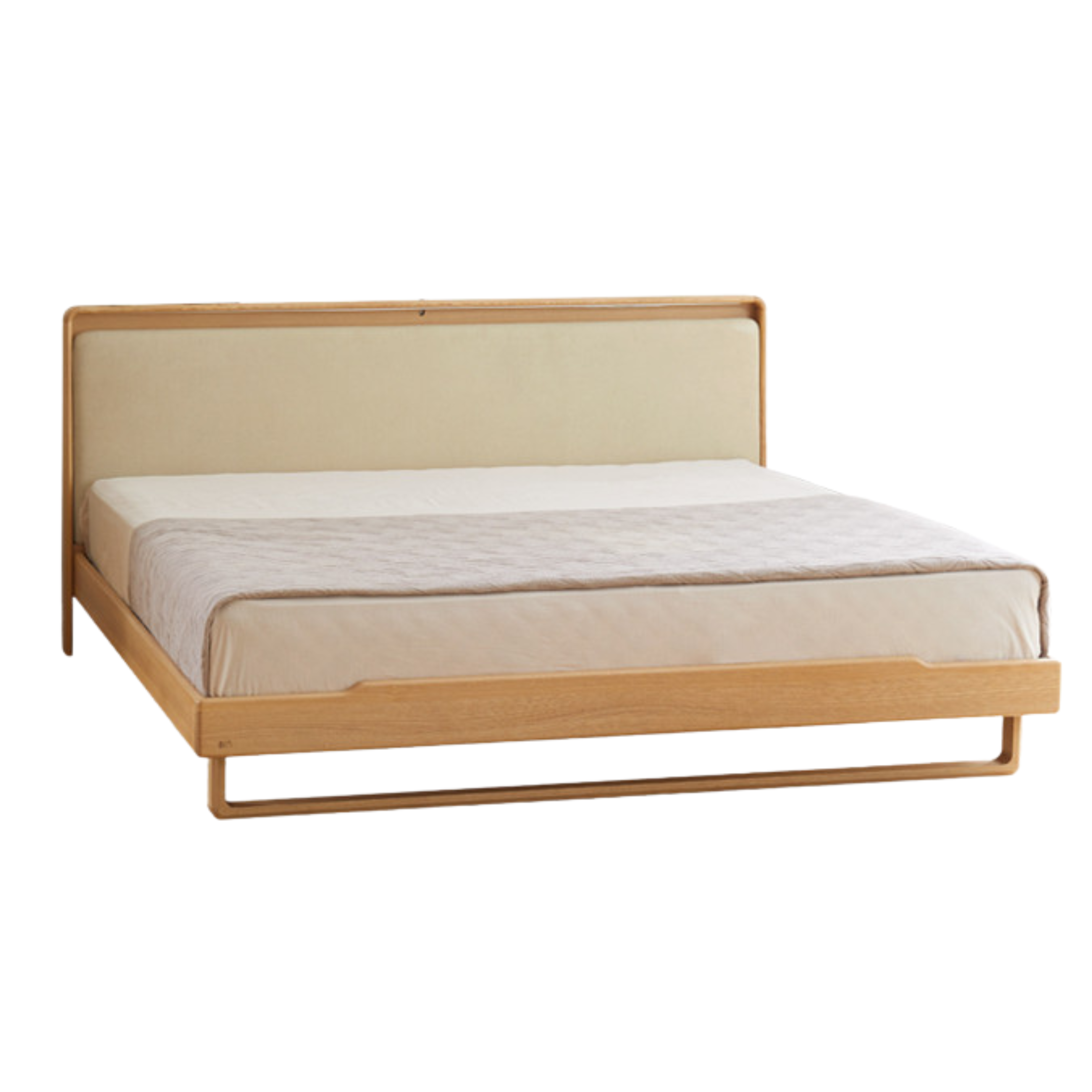 Ash solid wood leather soft bed<