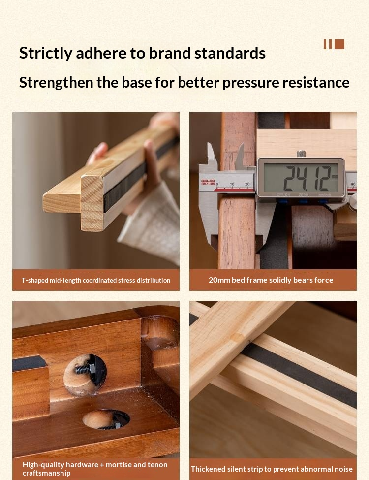 Rubberwood Solid Wood Kids’ Platform Bed and Hidden Storage