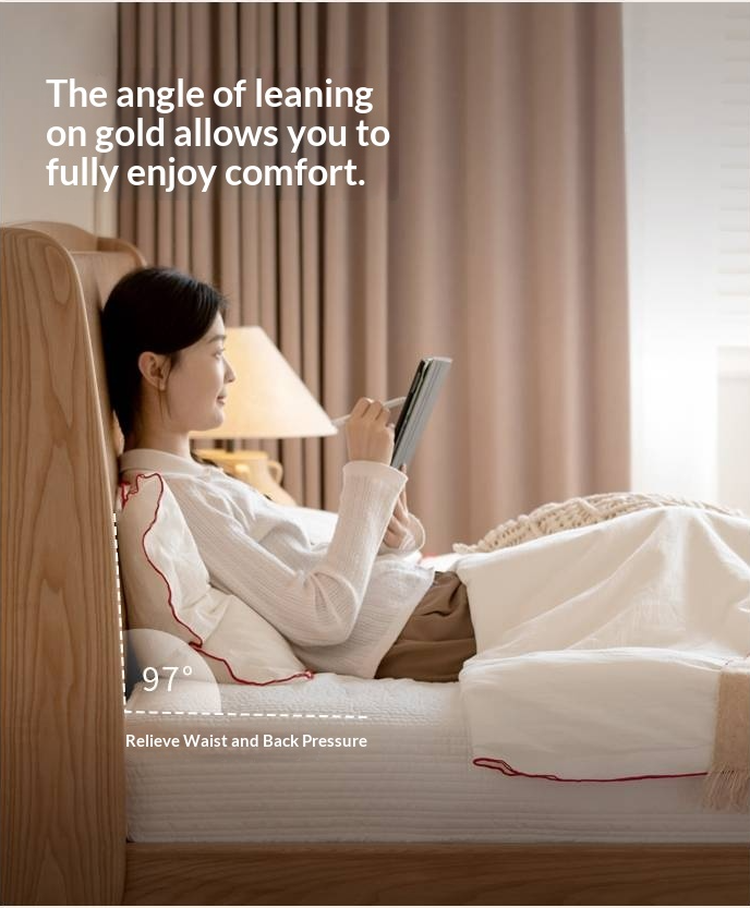 Ash Solid Wood High Backrest Large Bed