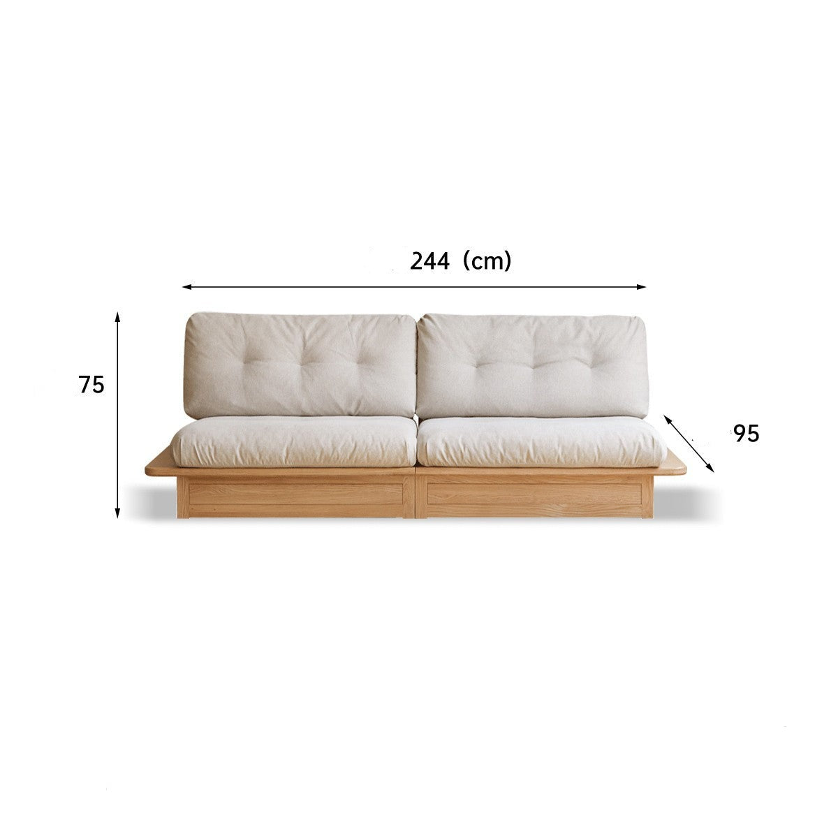 Oak Solid Wood Fabric Storage Sofa: