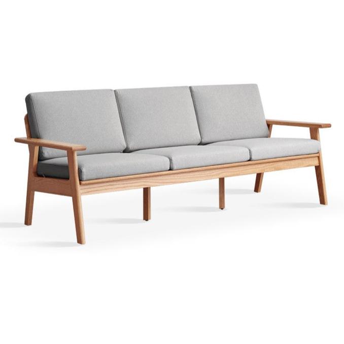 Oak solid wood Japanese-style three-person fabric sofa