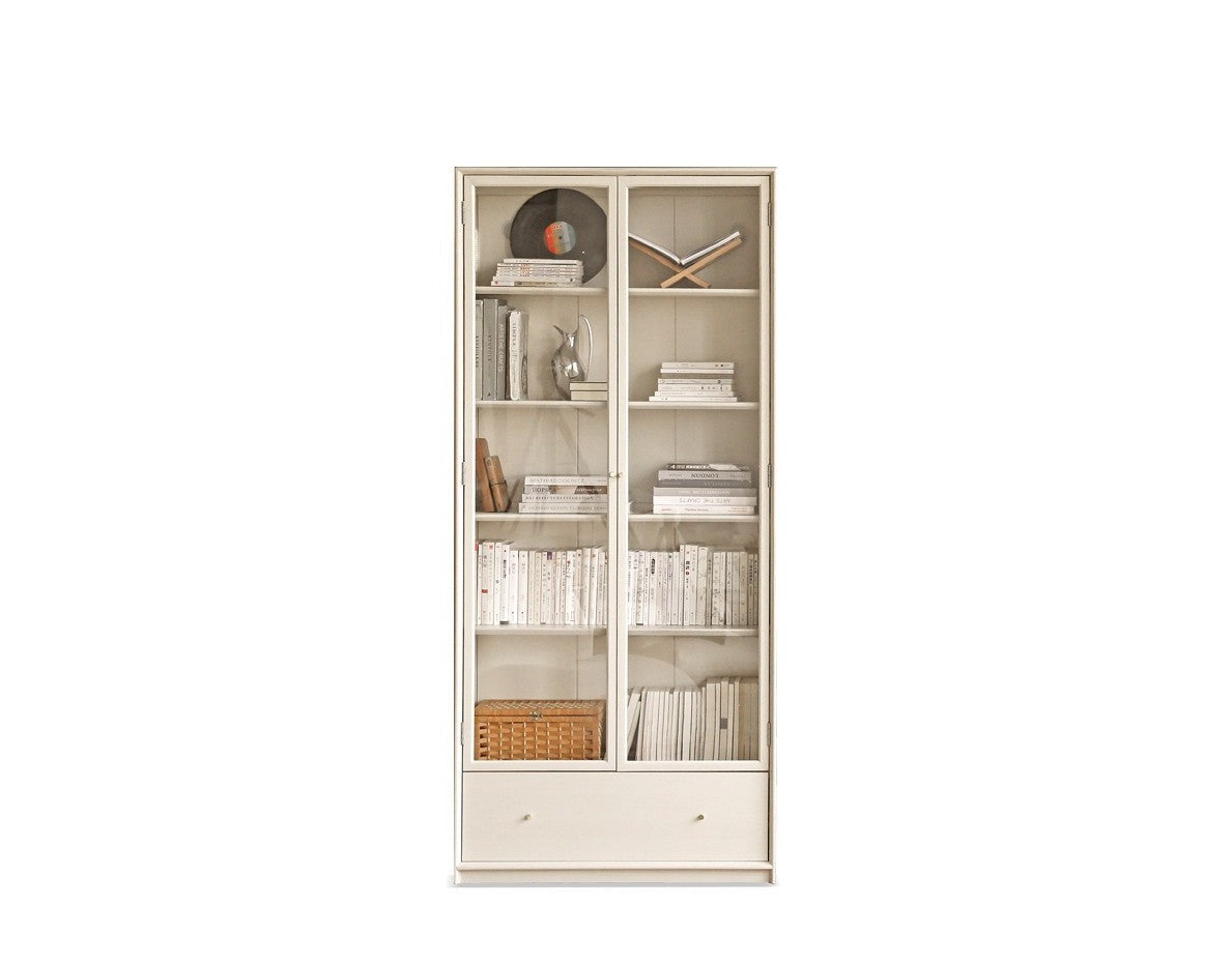 Oak solid wood combination bookcase glass door floor-to-ceiling bookshelf-