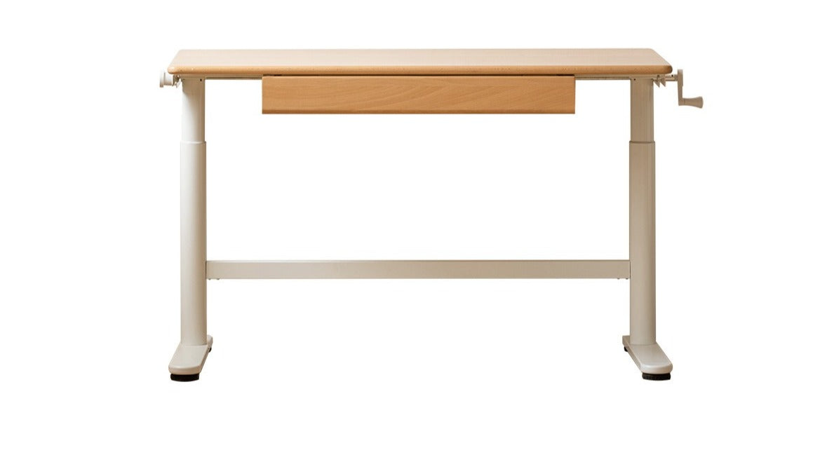 Hand-cranked lifting table board shelf  DIY Beech solid wood"