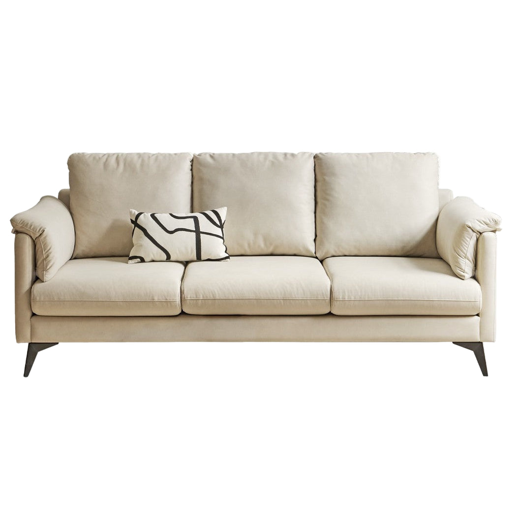 Fabric White Straight Cream Style Modern Sofa.