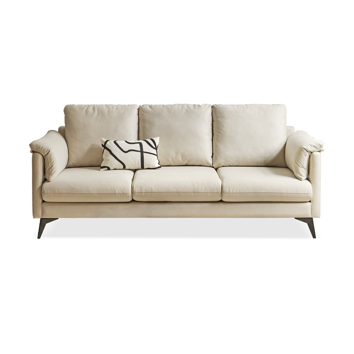 Fabric White Straight Cream Style Modern Sofa