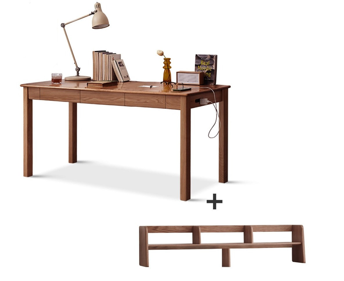 Oak solid wood USB office desk-