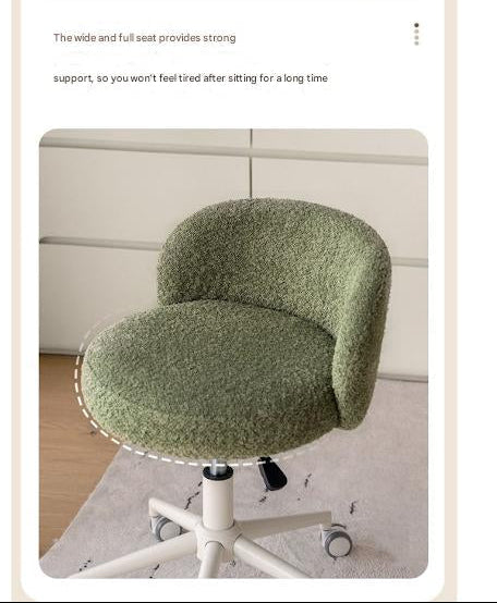 Eco-Leather, Imitation Sheepskin Adjustable Height Vanity Stool, Modern Minimalist Makeup Chair for Bedroom
