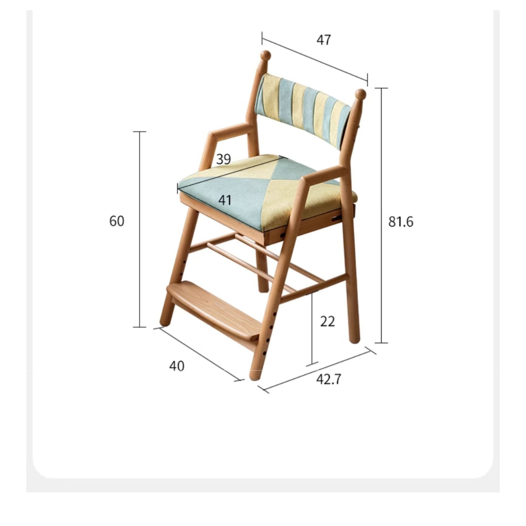 Children's chair height adjustable beech solid wood"