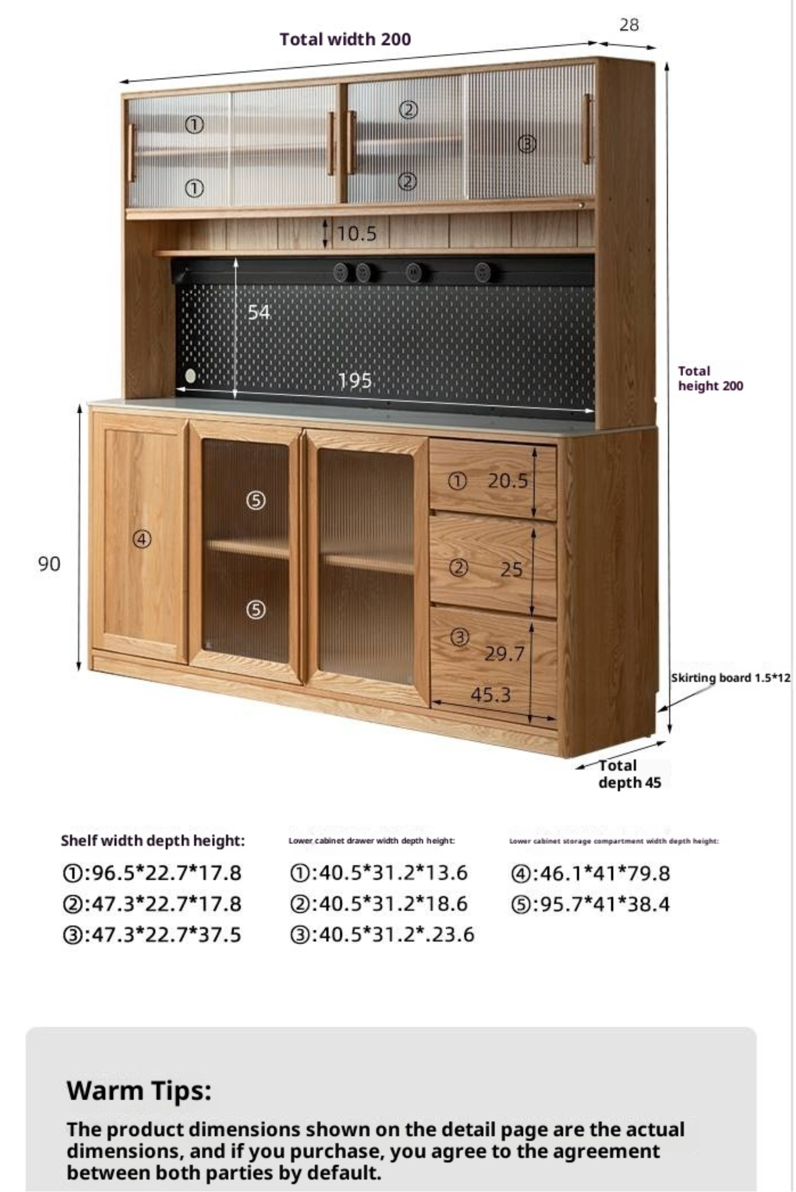 Ash Solid Wood White Wax Rock Plate Sideboard
