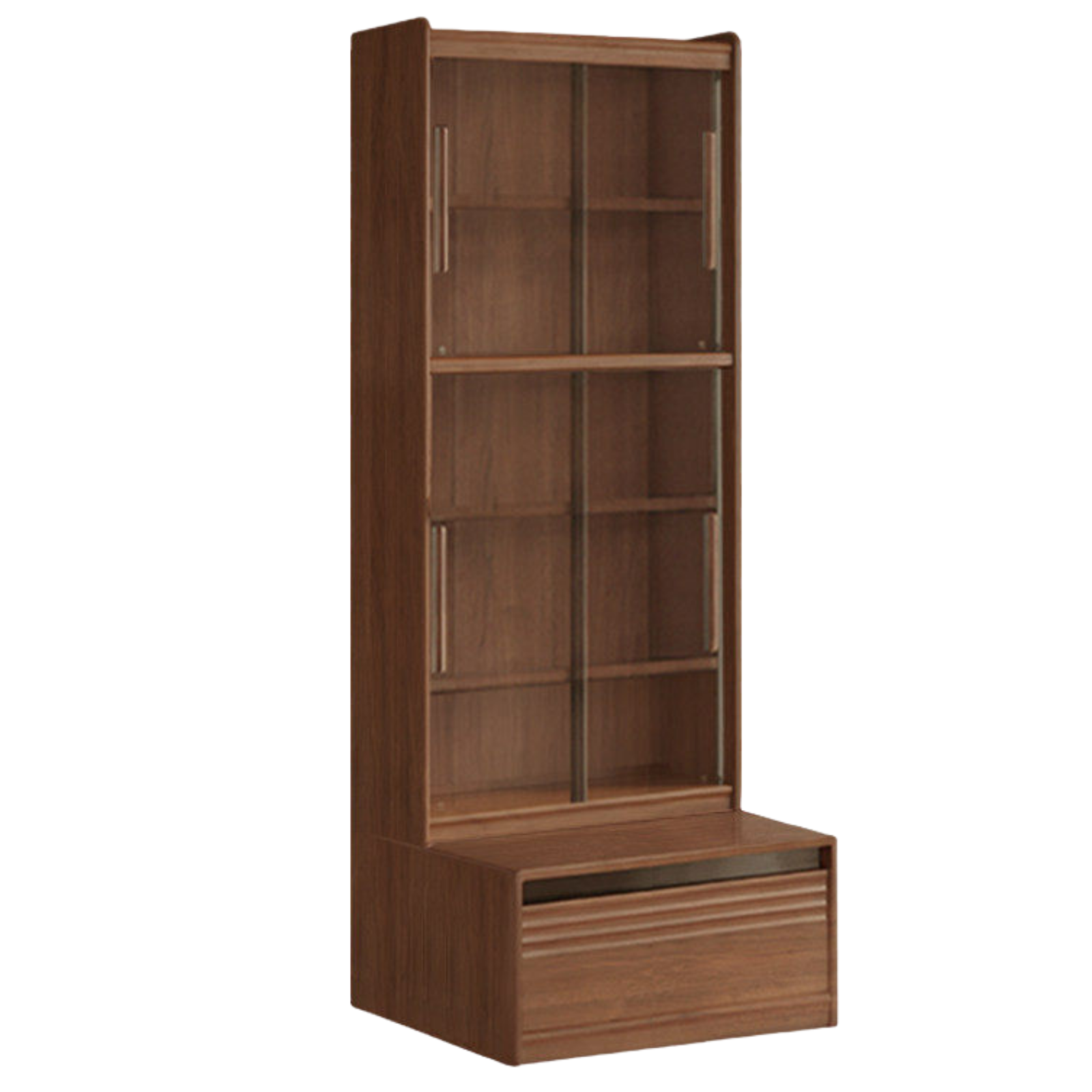 Black Walnut Solid Wood Integrated Wall Bookcase with Floor Display