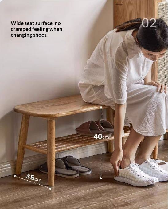 Oak, Solid Rubberwood Shoe Bench