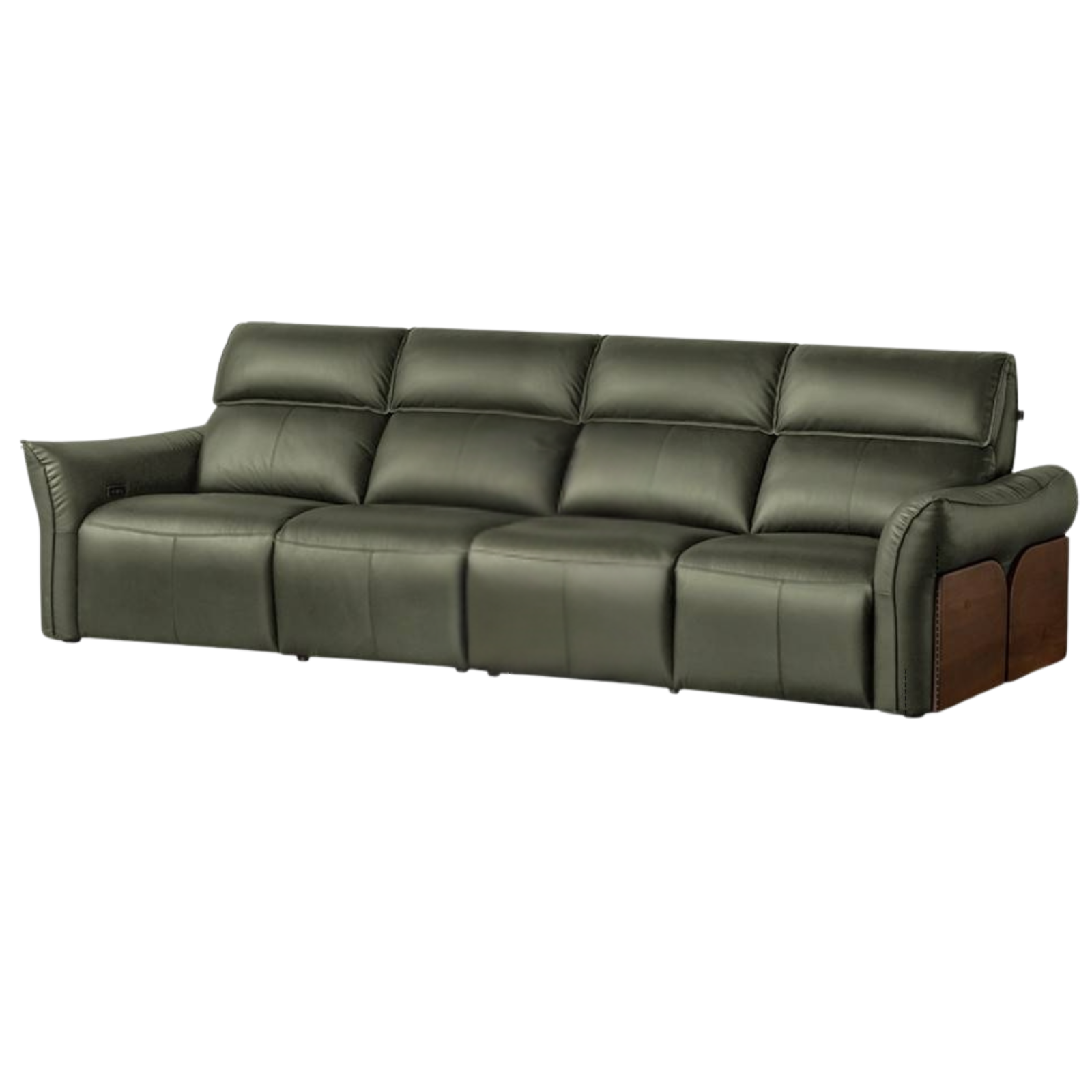 Black walnut solid wood Top Grain Genuine Leather Zero Wall Power Reclining Sofa