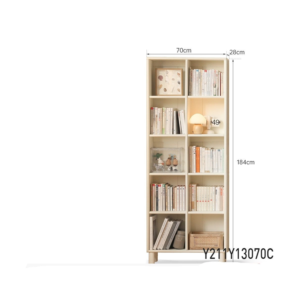 Poplar Solid Wood Bookcase Free Combination Cream Style<