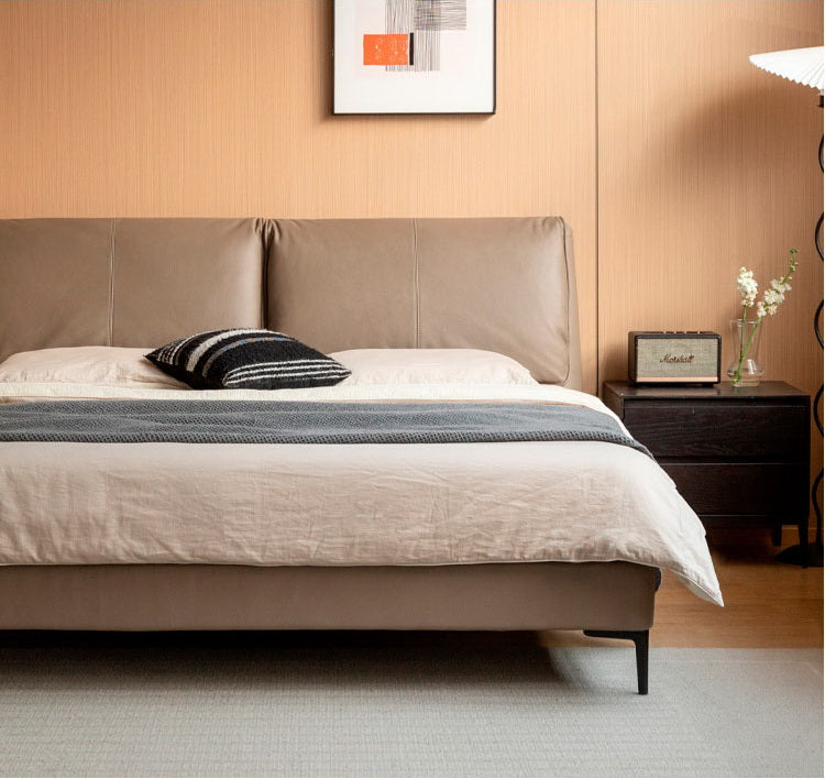 Genuine leather, Technology Cloth Bed Cream Style