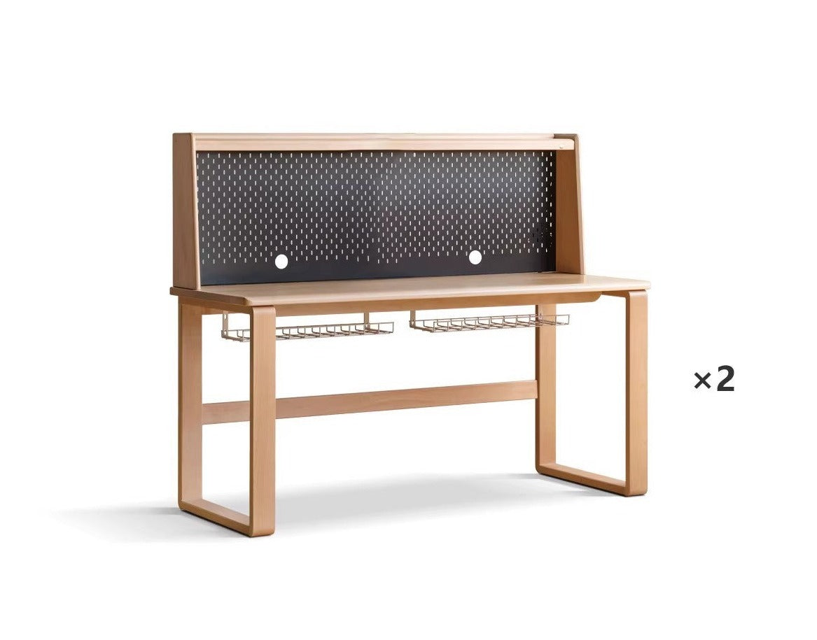 Beech Solid wood combination desk bookshelf integrated -