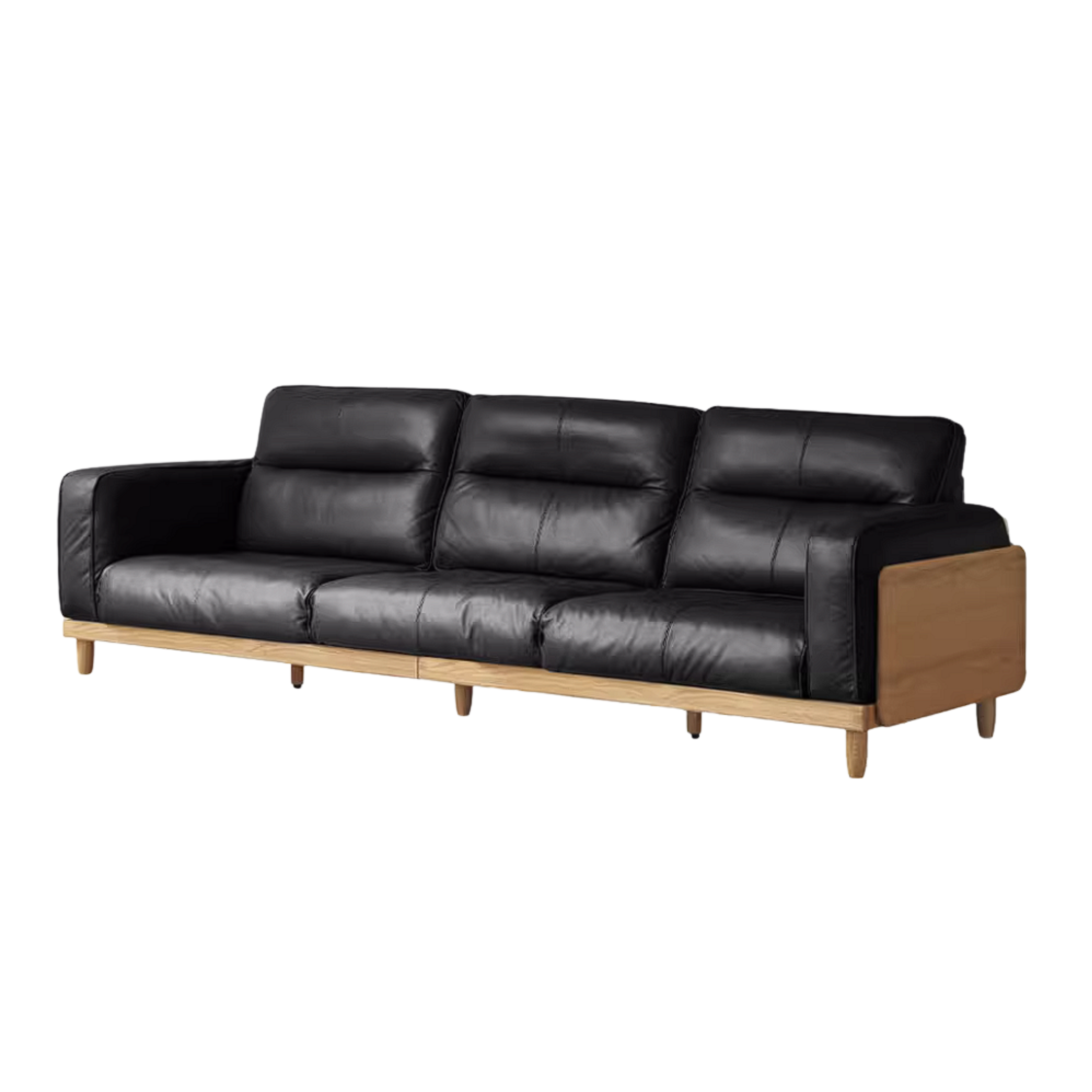 Oak, Ash Solid Wood Sofa with Exposed Wood Frame Arms