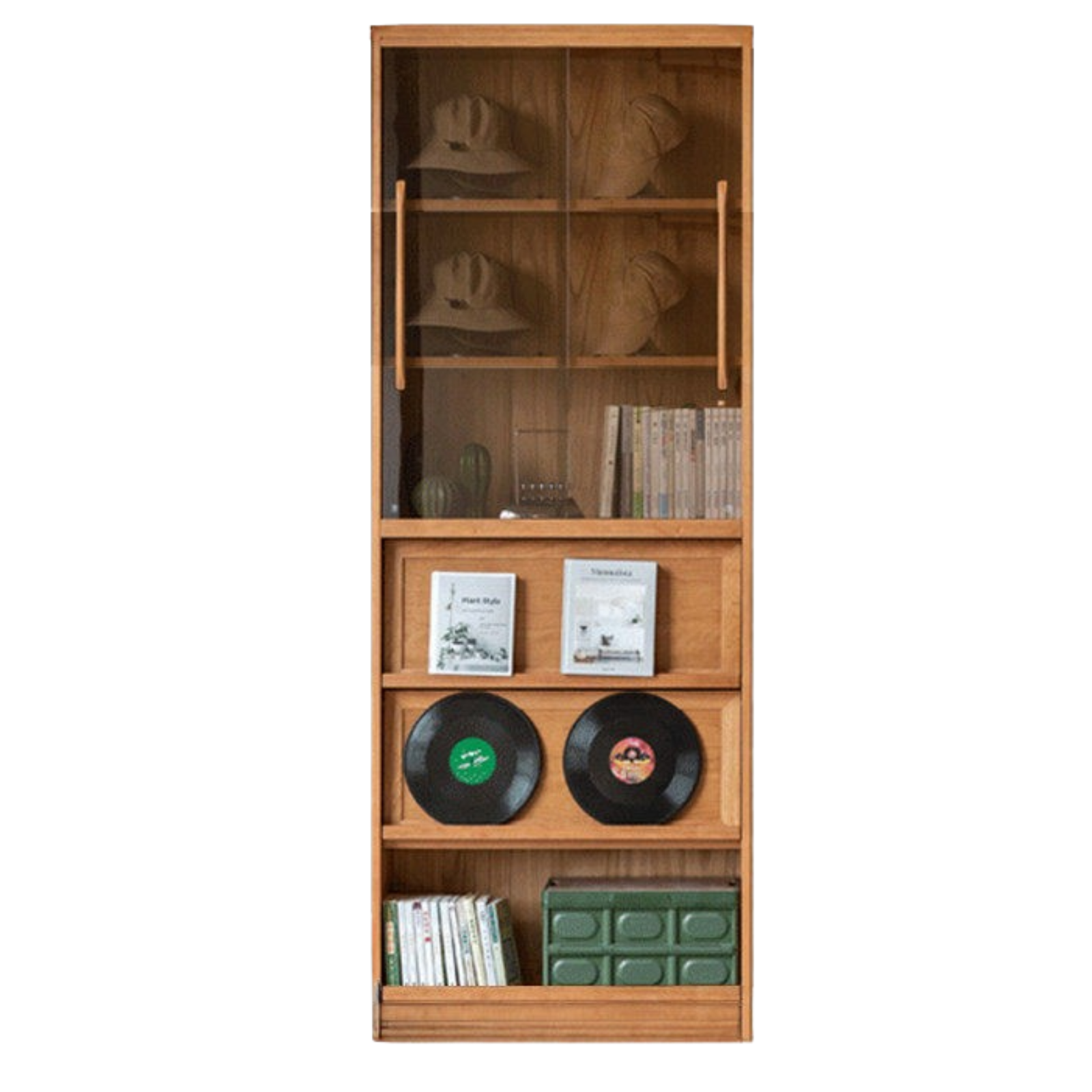 Cherry Solid Wood Bookcase Combination Glass Cabinet