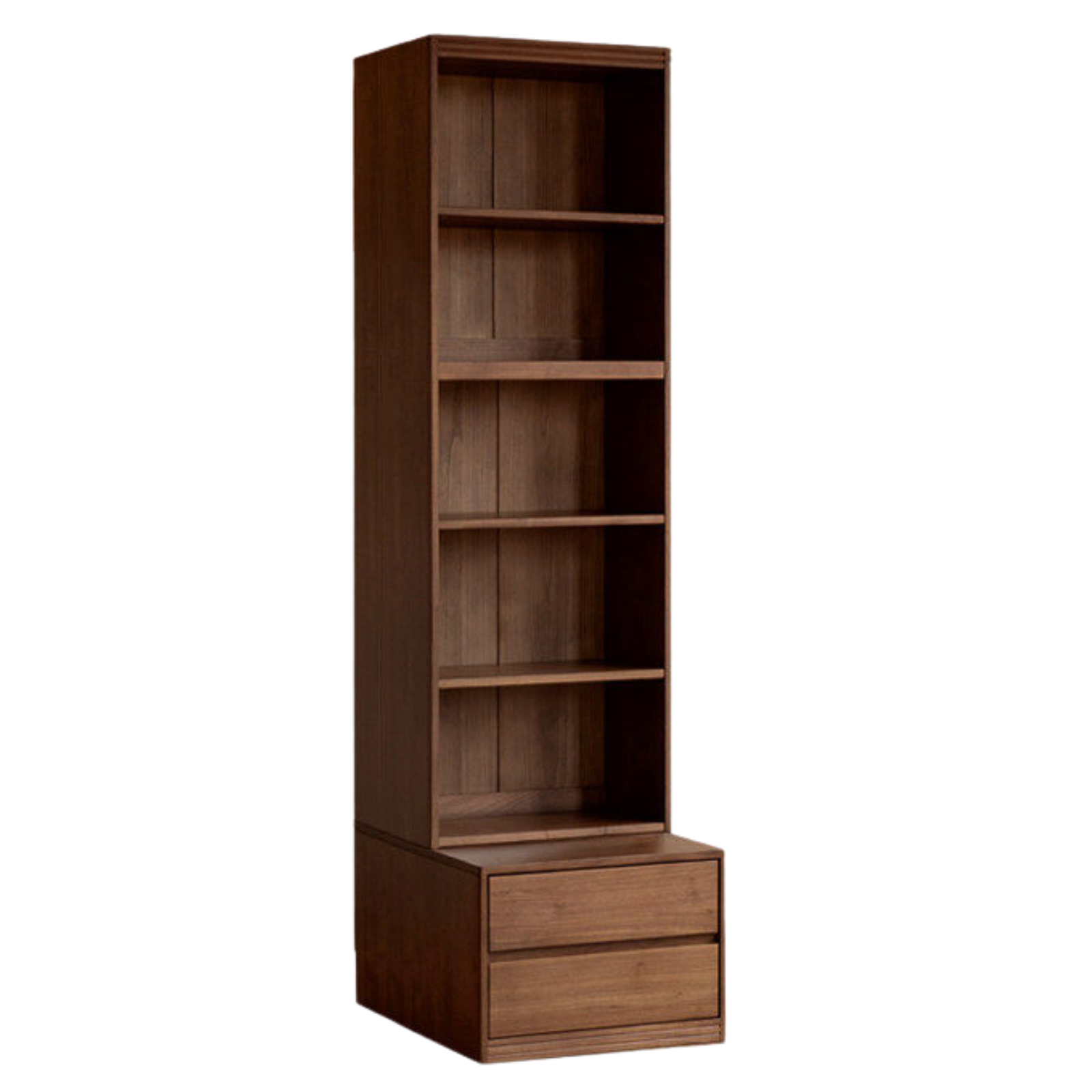 Black Walnut, Sandalwood Solid Wood Light Luxury Combined Bookshelf With Seat