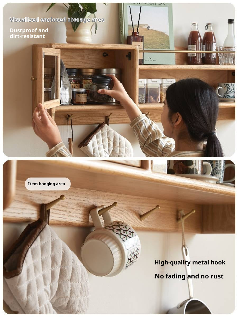 Oak Solid Wood Wall-Mounted Modern Cabinet