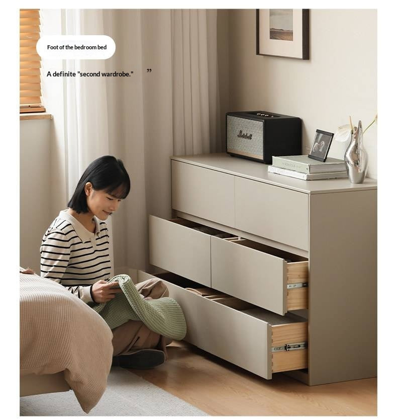 Poplar Solid Wood Light Luxury Six-Drawer Chest