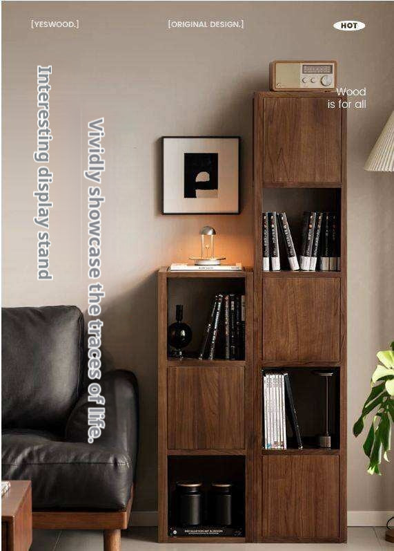 Black Walnut, Oak Solid Wood Corner Bookshelf