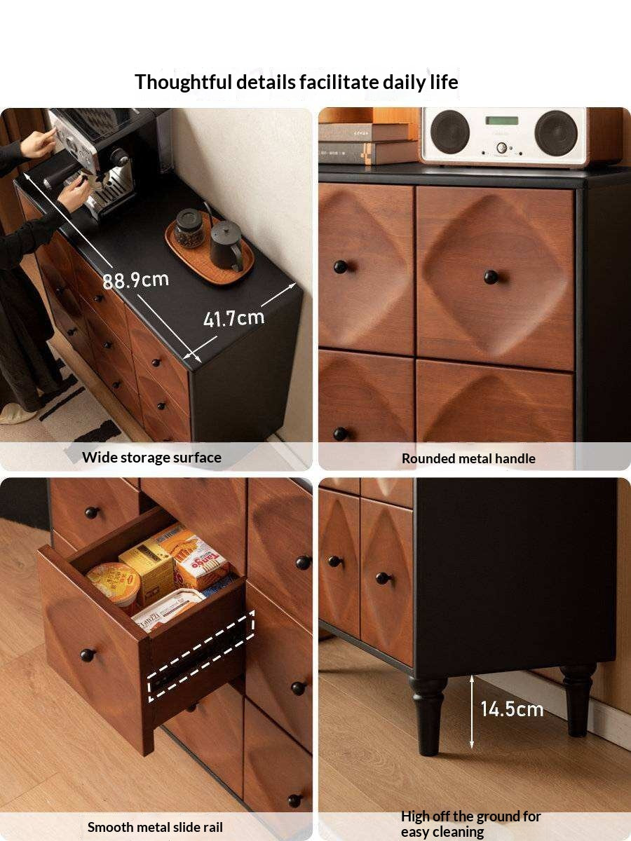 Rubberwood Solid 9-Drawer Dresser, Mid Century Bedroom Storage Cabinet