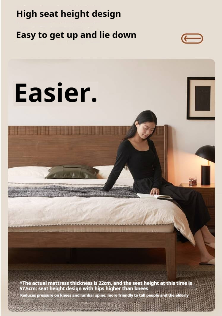 Black Walnut Solid Wood Modern Double Bed