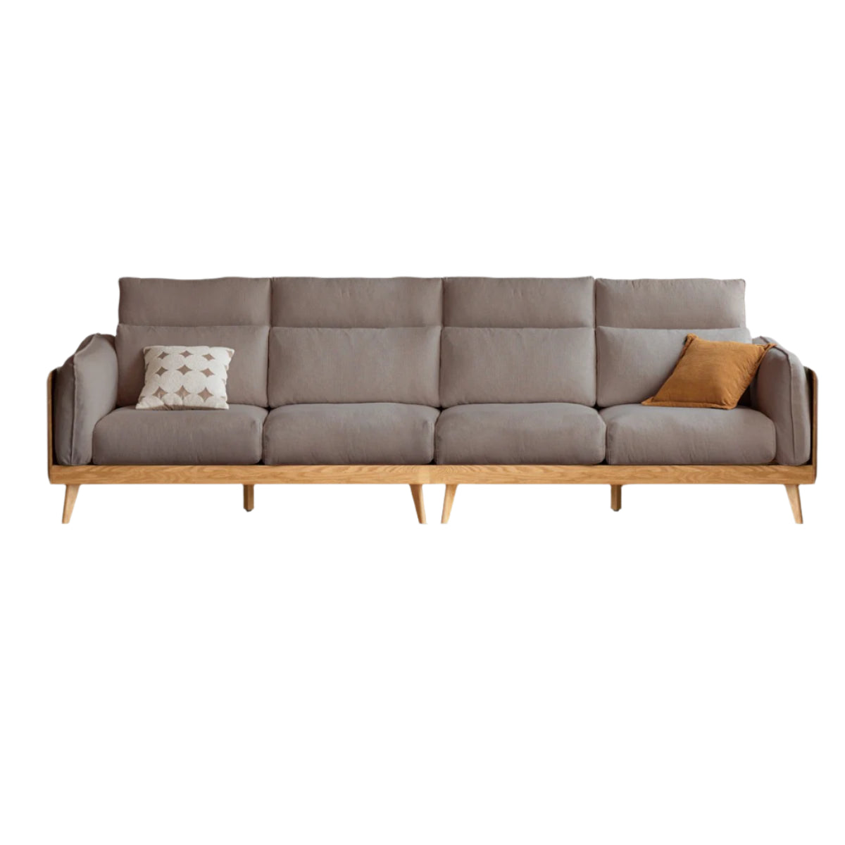 Oak Solid Wood Modern Straight Row Down Sofa