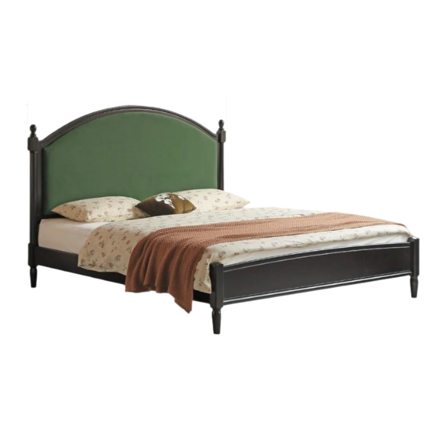 Rubberwood Solid Wood Soft Backrest Bed French Style