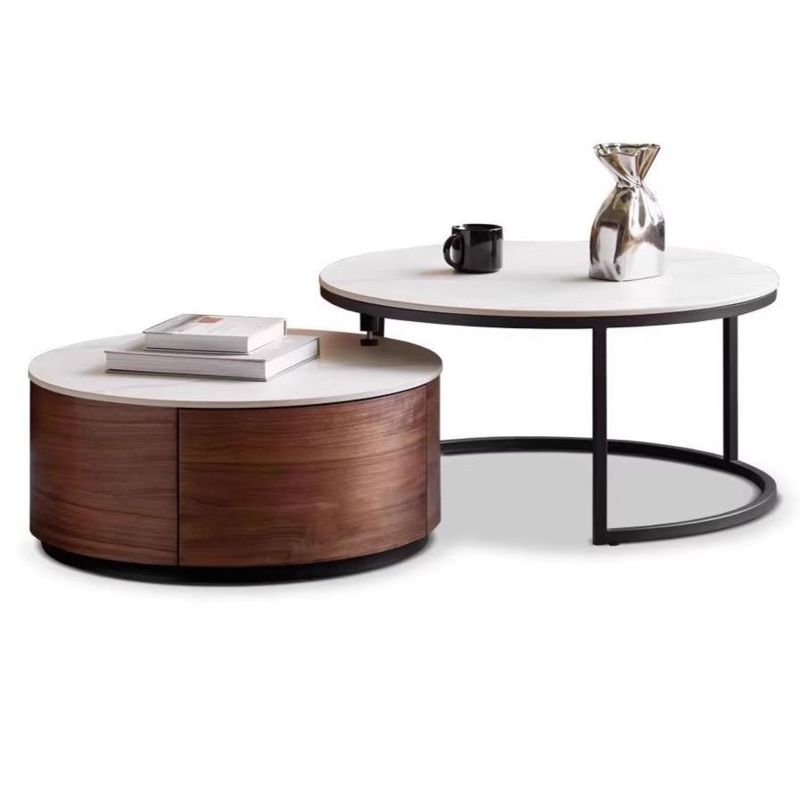 Black walnut solid wood light luxury rock plate tea table