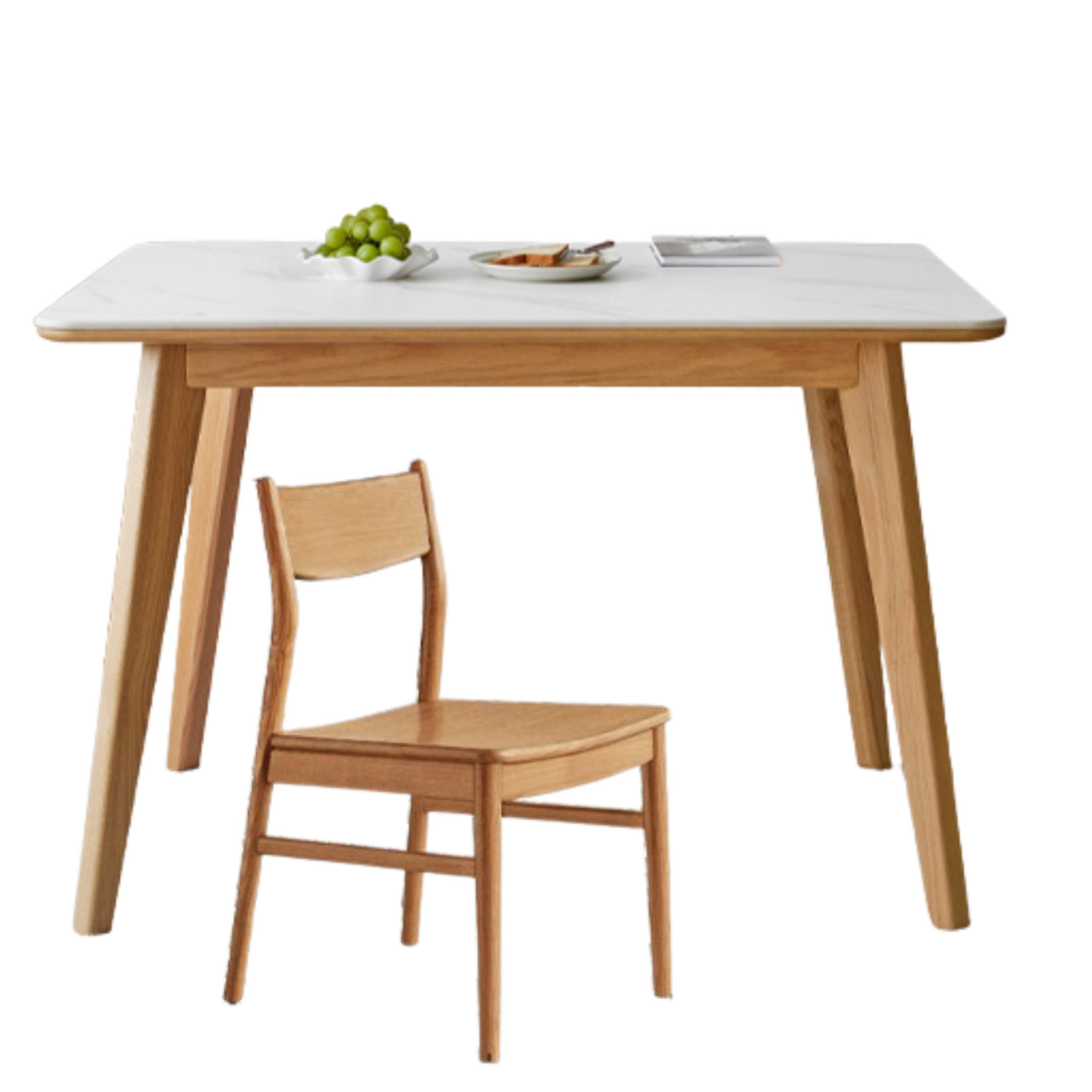 Ash, Oak Solid Wood Modern Rock Plate Dining Table