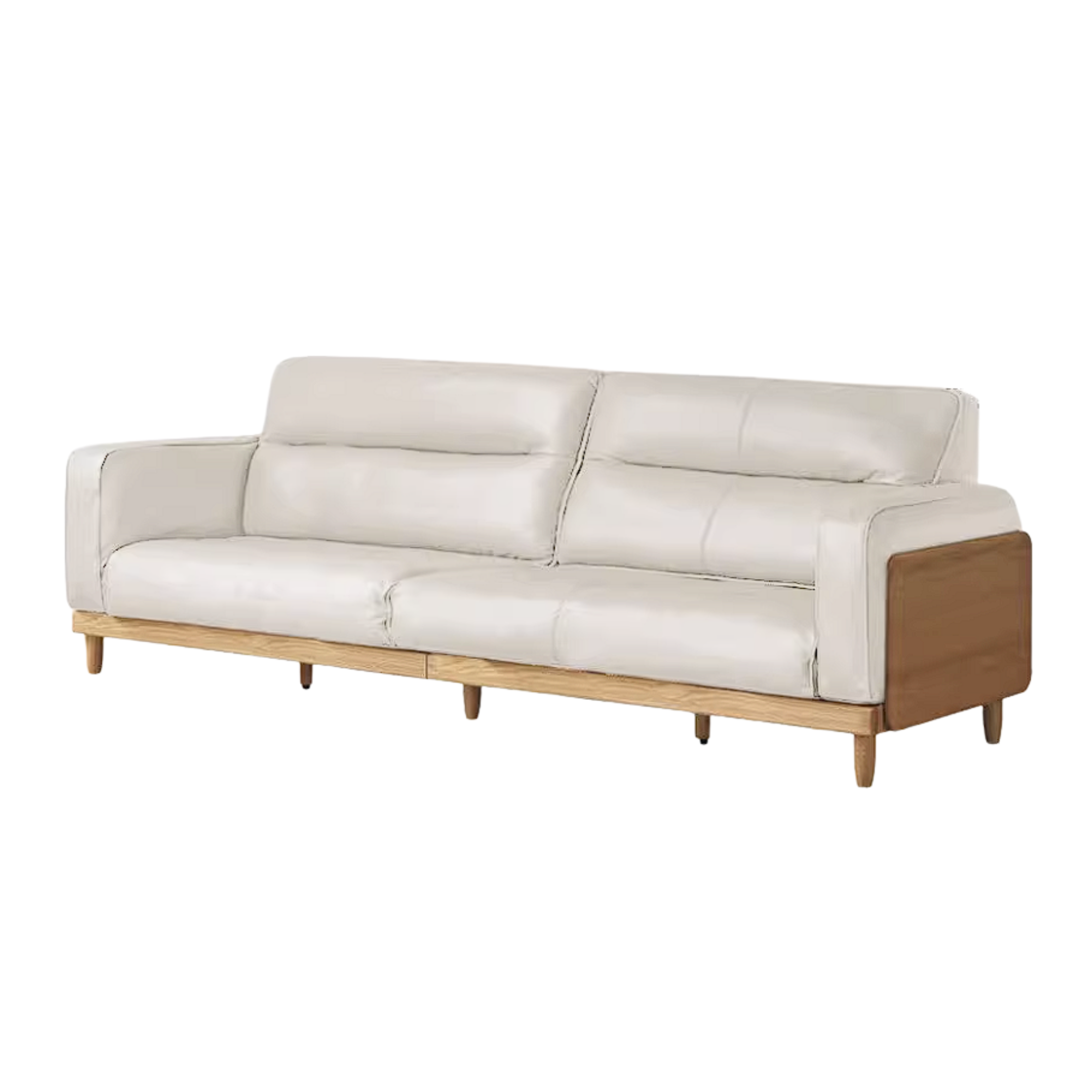 Oak, Ash Solid Wood Sofa with Exposed Wood Frame Arms