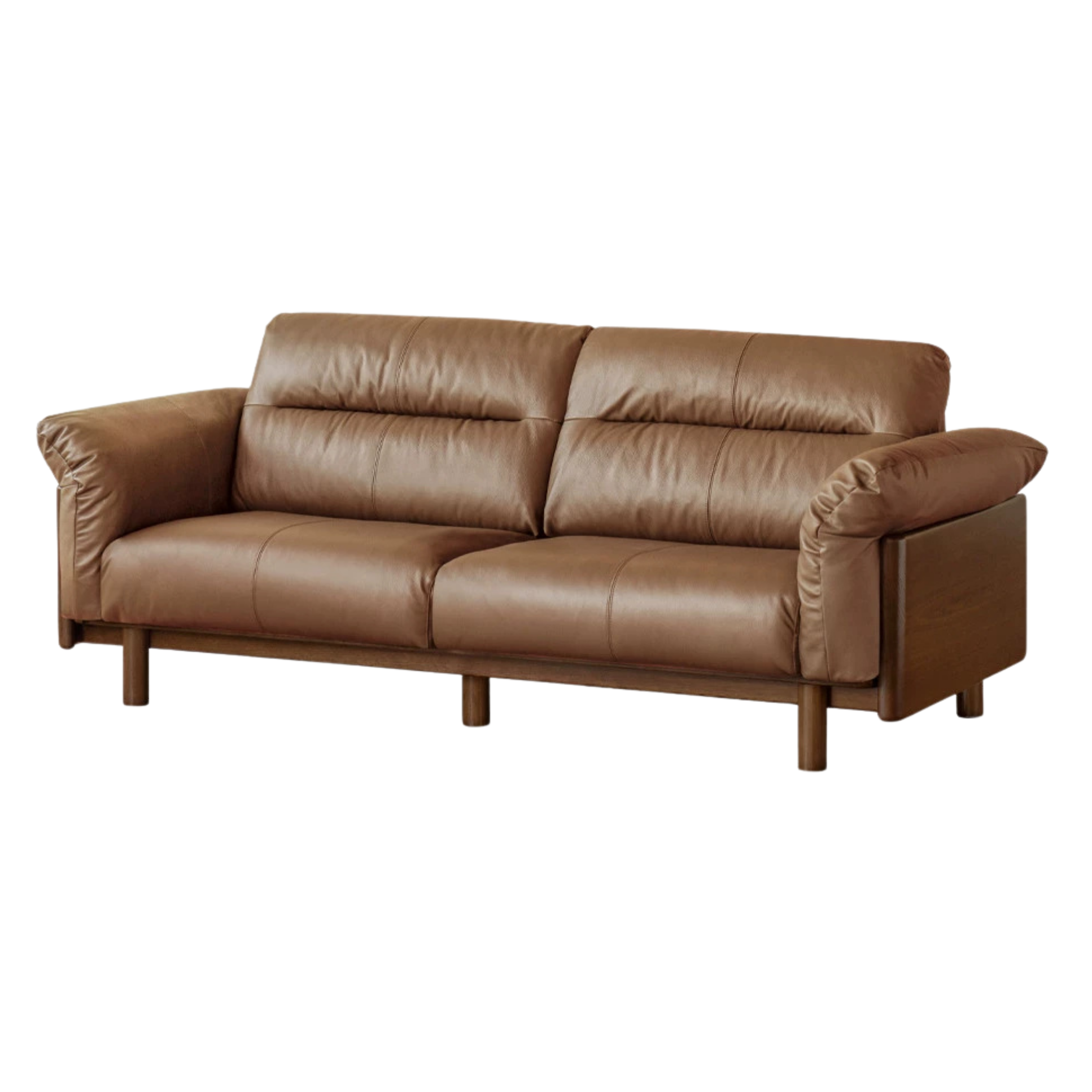 Black Walnut, Oak Solid Wood Sofa Genuine Leather, fabrics