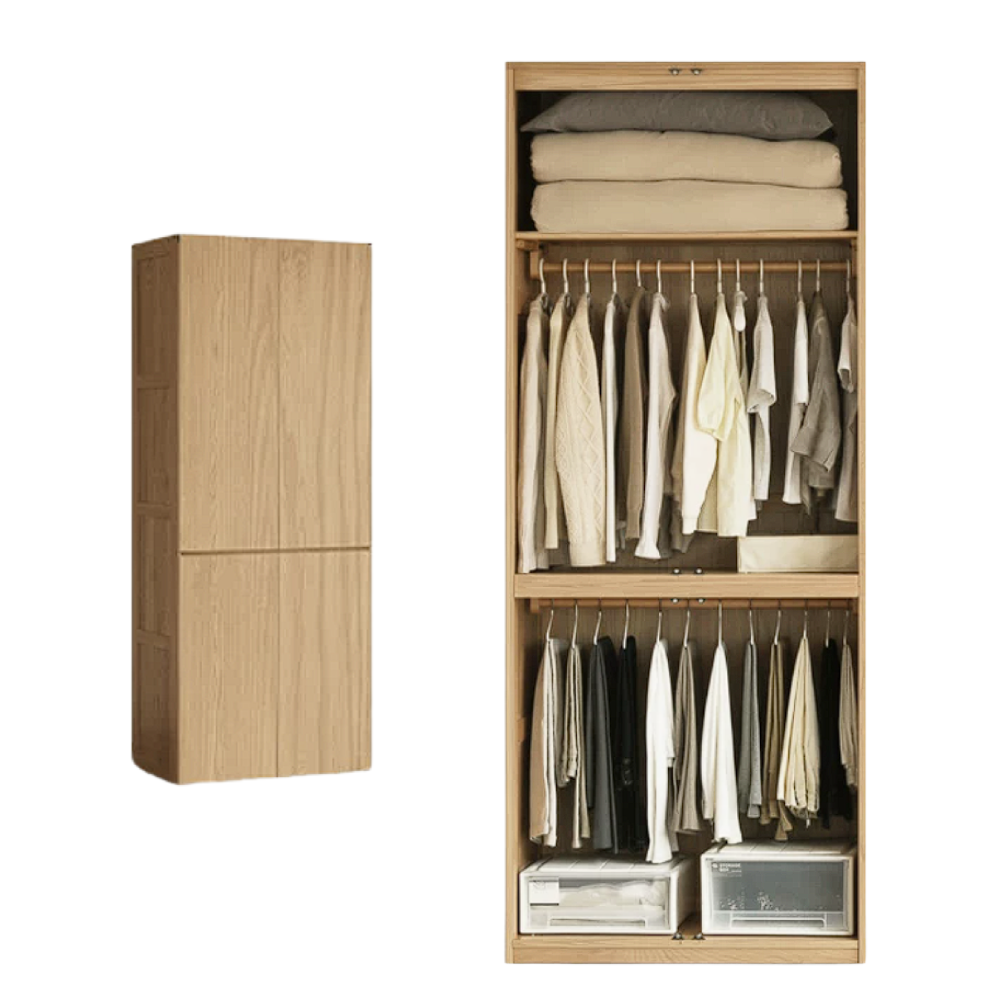 Oak, Ash Solid Wood Sectional Wardrobe