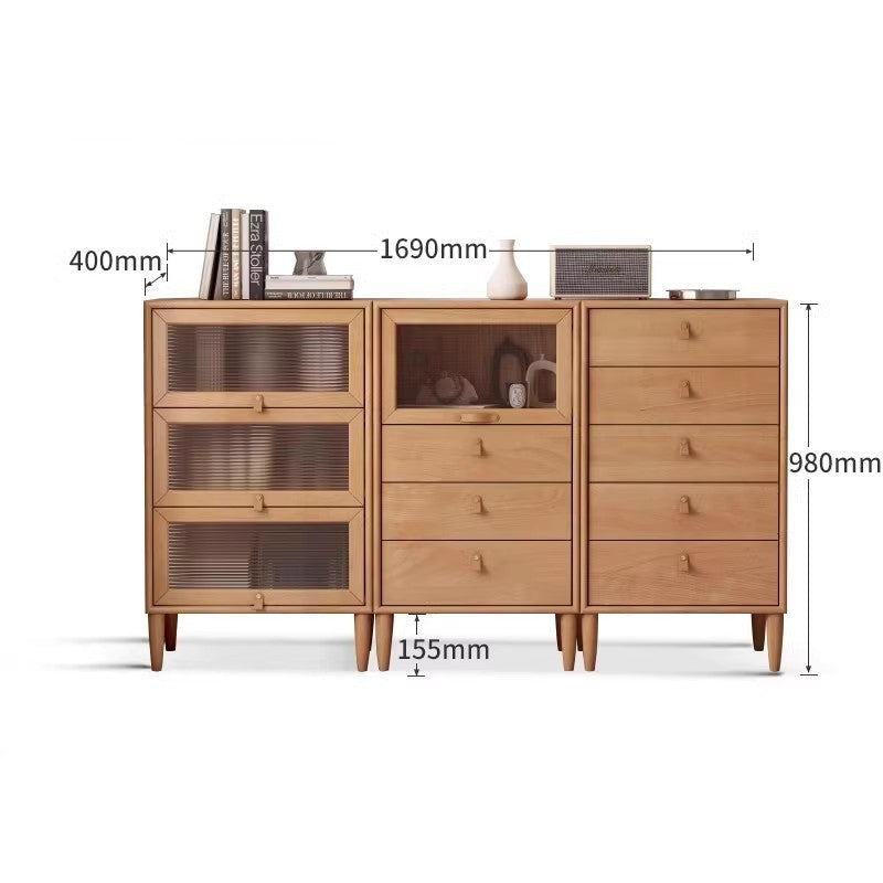 European beech chest of drawers combination)