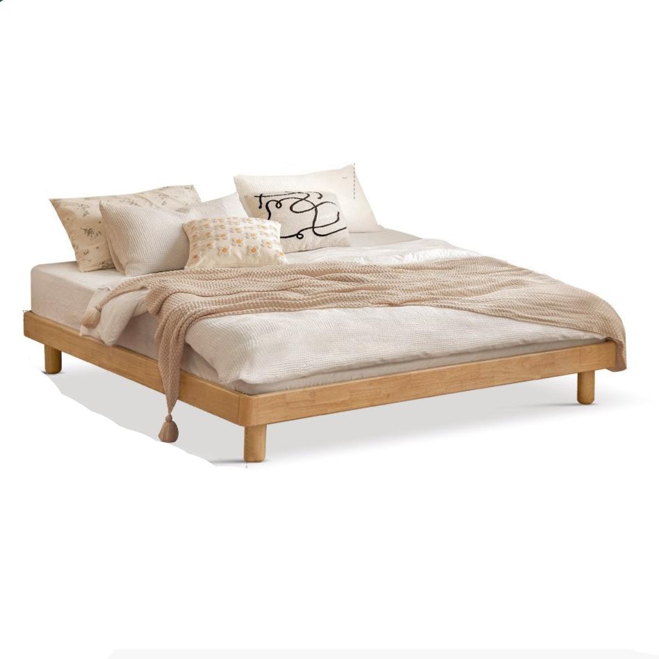 Pine Solid Wood Minimalist platform bed, headboard-free bed