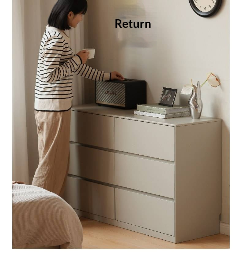 Poplar Solid Wood Light Luxury Six-Drawer Chest