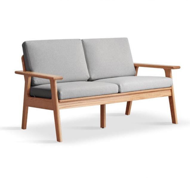 Oak, Pine Solid Wood Japanese-style Three-person Fabric Sofa