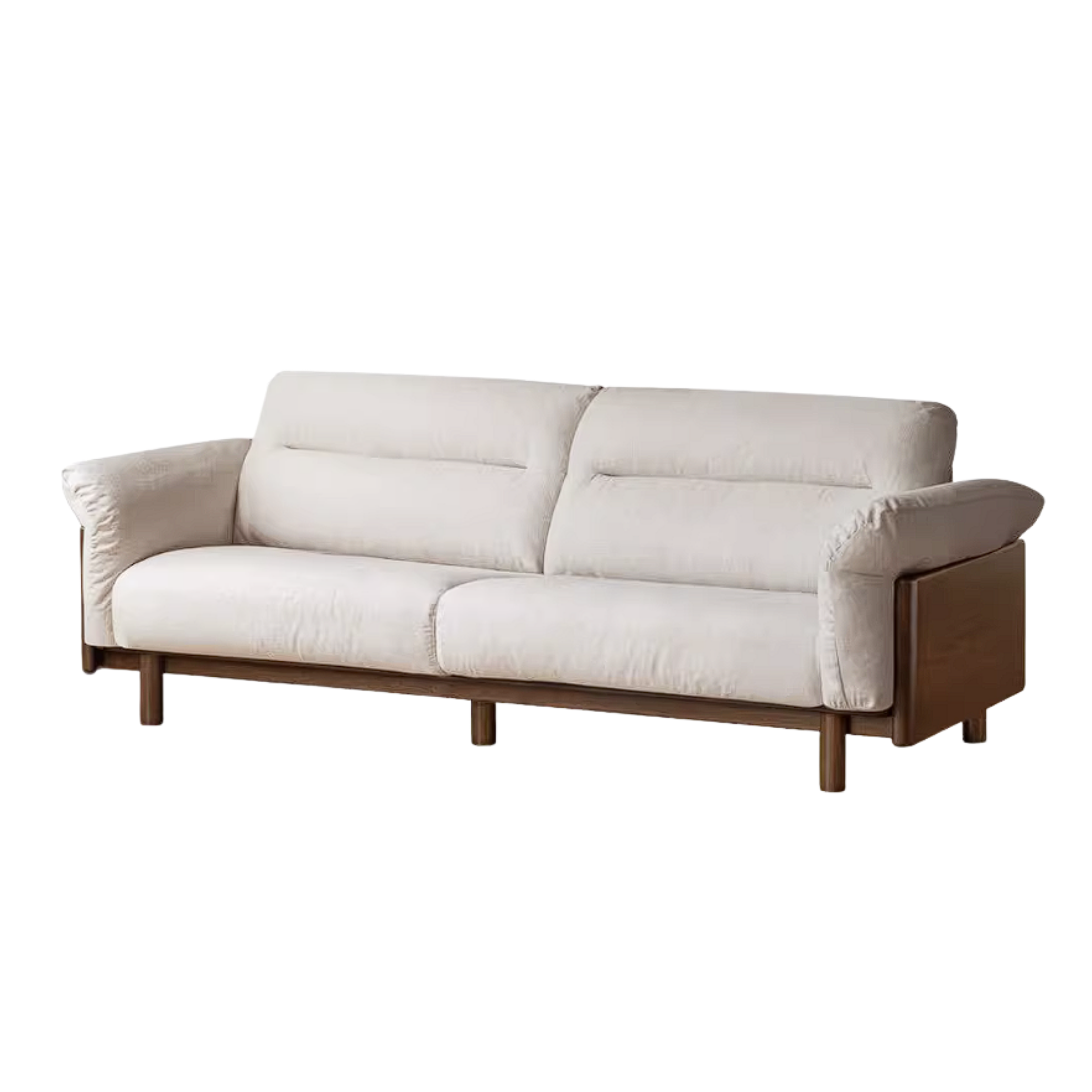 Oak Solid Wood Sofa with Wide Track Arms Genuine leather, fabric, removable and washable